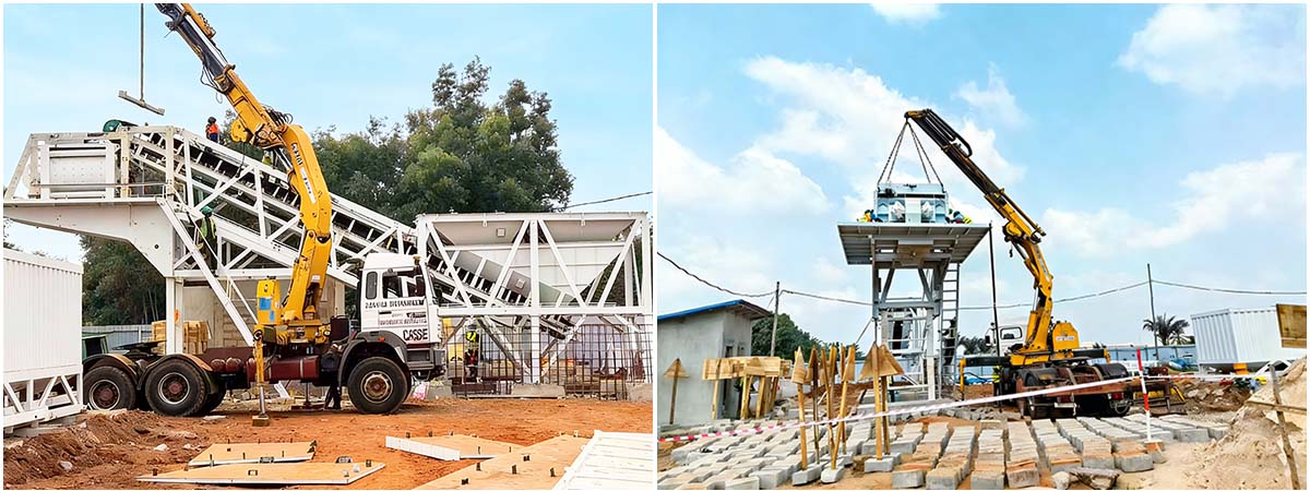 YHZS60 Mobile Concrete Batching Plant in Benin