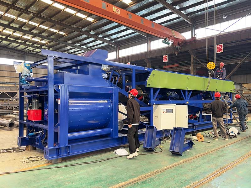 YHZS60 Mobile Concrete Batching Plant in Production
